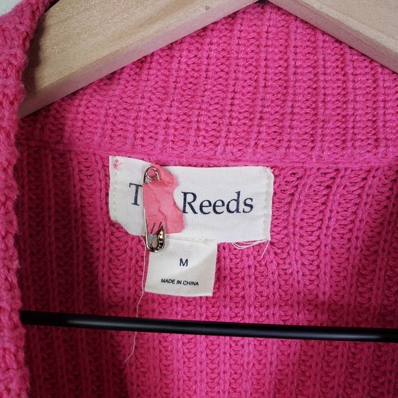 The Reeds x J.Crew Colorblock Sweater M Pink Ivory Zip Zag Bell Sleeve - Picture 4 of 9